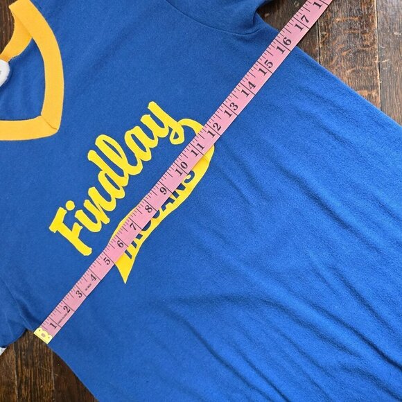 Vintage 90s Findlay Ohio Trojans Cheer Athletic Tshirt Blue Yellow Retro - Picture 4 of 11